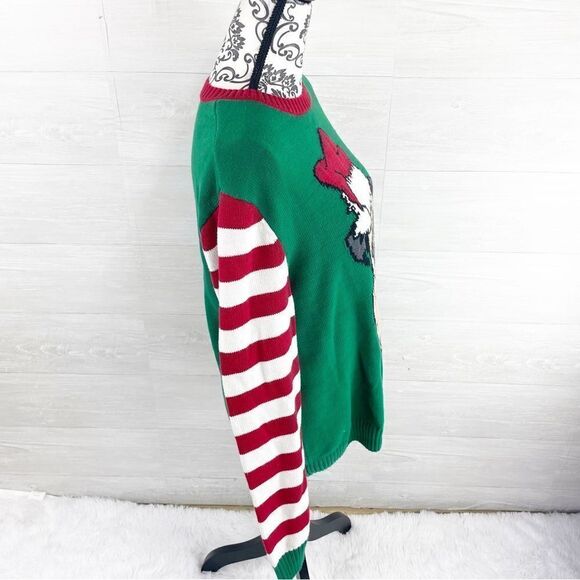 Ugly Christmas Sweater Santa Pug Striped Christmas Sweater - Picture 3 of 8